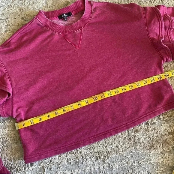 NWT 7 For All Mankind Pink Cotton Cropped Oversized Sweater Top Stretch: Small - Picture 6 of 9